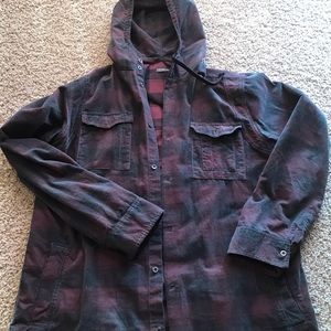 BoHo style corduroy hooded shirt